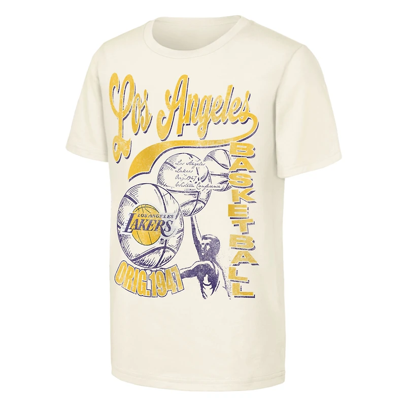 T-shirt naturel pour jeunes Outerstuff avec talon de billet des Los Angeles Lakers