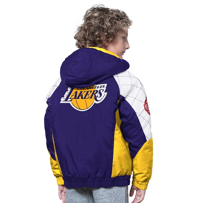 Veste à capuche zippée All Time Pro Jr. des Los Angeles Lakers pour jeunes, violette et dorée
