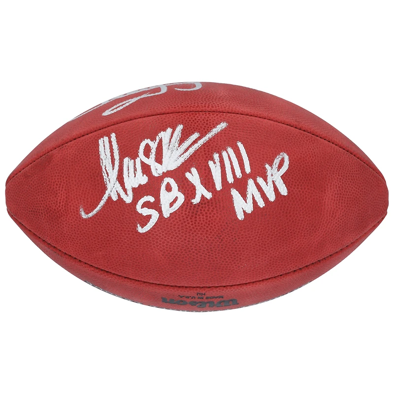 Marcus Allen & Howie Long Los Angeles Raiders Autographed Wilson Duke Full Color Football with "SBXVIII MVP" & "SBXVIII Champ" Inscriptions