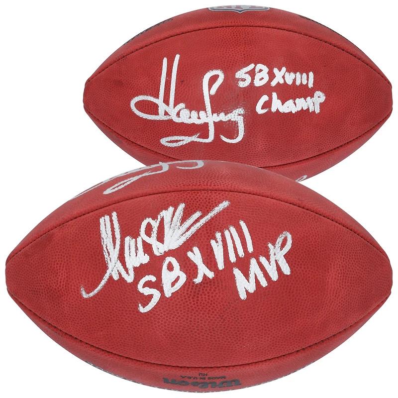 Marcus Allen & Howie Long Los Angeles Raiders Autographed Wilson Duke Full Color Football with "SBXVIII MVP" & "SBXVIII Champ" Inscriptions