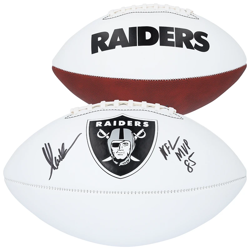 Ballon de football Franklin White Panel autographié par Marcus Allen des Los Angeles Raiders avec l'inscription « NFL MVP 85 »