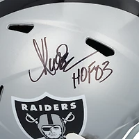 Casque Riddell Speed ​​autographié par Marcus Allen des Los Angeles Raiders avec inscription « HOF 03 »