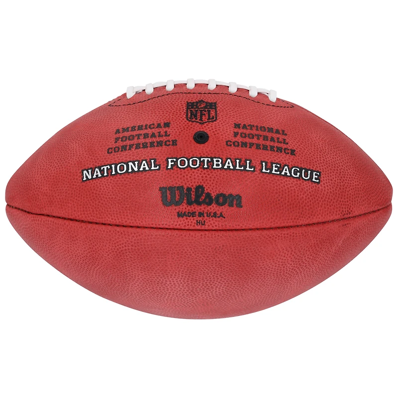 Ballon de football américain Wilson Duke en couleur, autographié par Marcus Allen des Raiders de Los Angeles, avec inscription « MVP NFL 1985 ».
