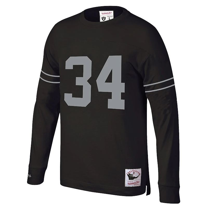 Haut à manches longues Mitchell & Ness Bo Jackson pour homme, noir, avec nom et numéro de joueur la retraite des Los Angeles Raiders