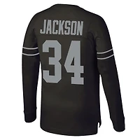 Haut à manches longues Mitchell & Ness Bo Jackson pour homme, noir, avec nom et numéro de joueur la retraite des Los Angeles Raiders