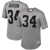 Haut en maille Mitchell & Ness Bo Jackson gris Los Angeles Raiders pour hommes, nom et numéro du joueur retraité