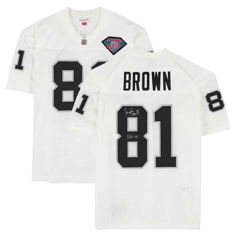 Tim Brown Los Angeles Raiders Autographed White 1994 Mitchell & Ness Authentic Jersey with "HOF 15" Inscription
