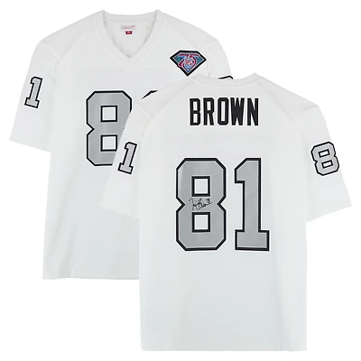 Maillot authentique Mitchell & Ness blanc autographié par Tim Brown des Raiders de Los Angeles (1994)