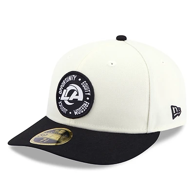 Men's New Era Cream/Black Los Angeles Rams 2022 Inspire Change 59FIFTY Low Profile Fitted Hat