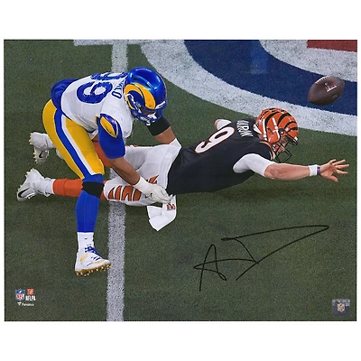 Aaron Donald Los Angeles Rams Autographed 16" x 20" Super Bowl LVI Champions Sack Photograph