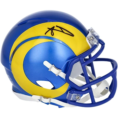 Casque Riddell Speed ​​Mini dédicacé par Aaron Donald des Los Angeles Rams, champions du Super Bowl LVI