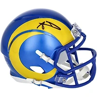 Casque Riddell Speed ​​Mini dédicacé par Aaron Donald des Los Angeles Rams, champions du Super Bowl LVI