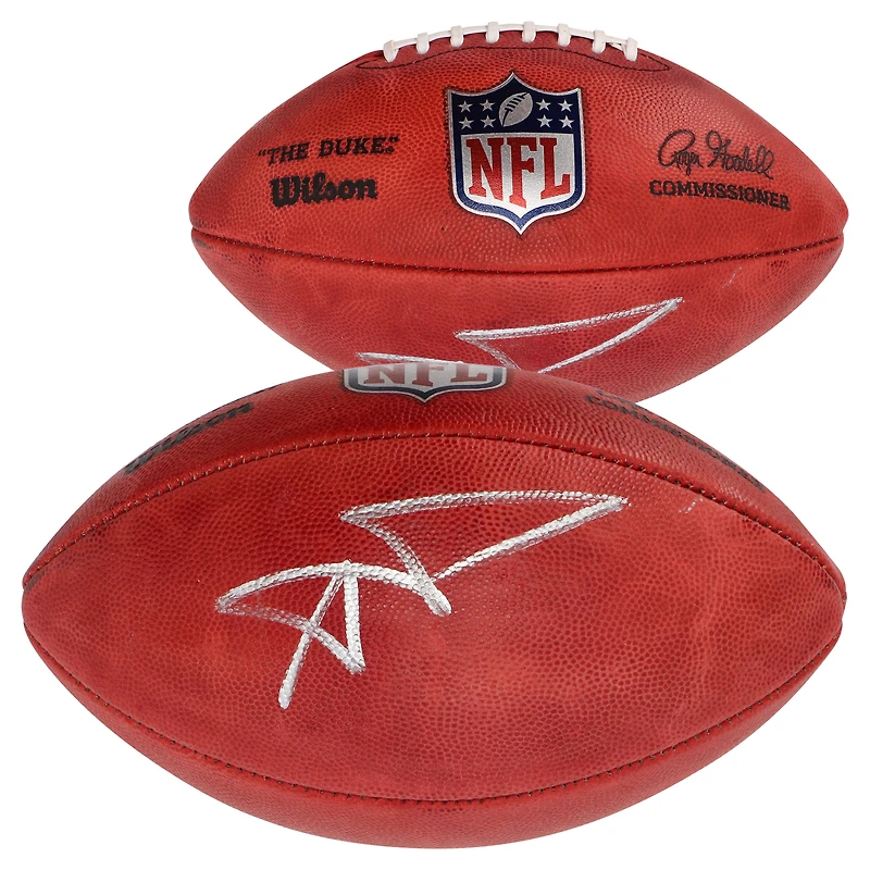 Ballon de football professionnel en couleur signé Wilson Duke par Aaron Donald des Los Angeles Rams