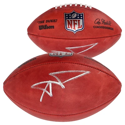 Ballon de football professionnel en couleur signé Wilson Duke par Aaron Donald des Los Angeles Rams