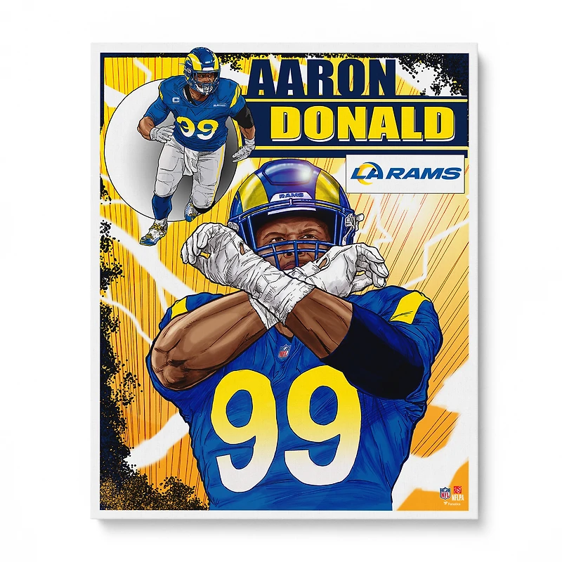 Photo non signée Aaron Donald des Los Angeles Rams 16" x 20" - Art par Brian Kong