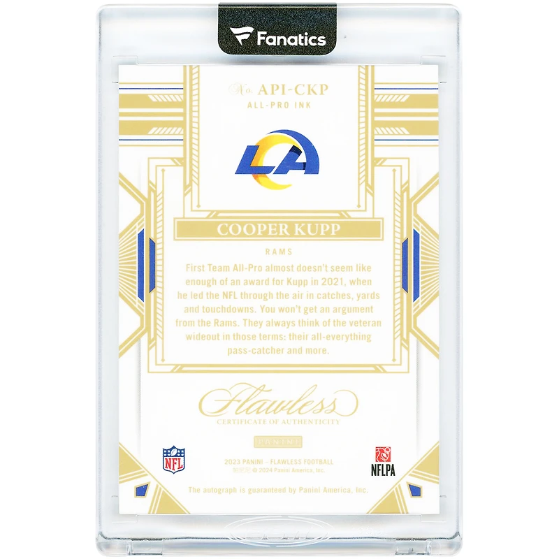 Carte autographiée de Cooper Kupp (Los Angeles Rams) - Panini Flawless Ruby All Pro Ink 2023 #API-CKP #5/15