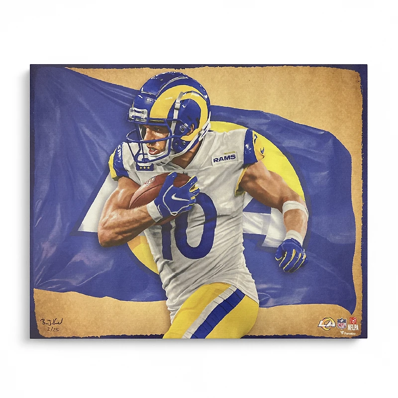 Impression giclée sur toile tendue Cooper Kupp Los Angeles Rams 20" x 24" - Conçue et signée par l'artiste Brian Konnick - Édition limitée à 25 exemplaires