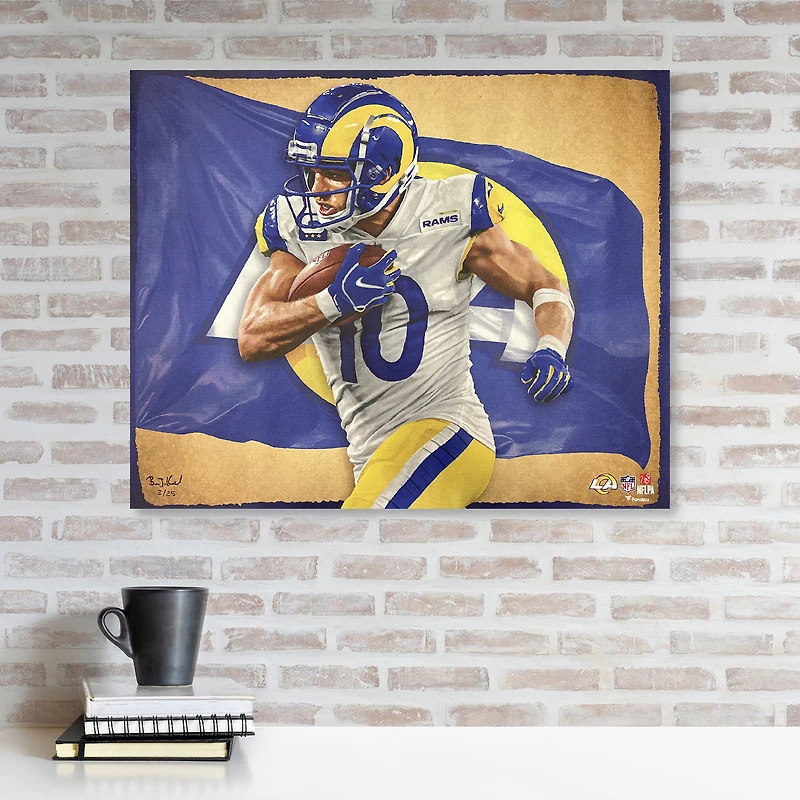 Impression giclée sur toile tendue Cooper Kupp Los Angeles Rams 20" x 24" - Conçue et signée par l'artiste Brian Konnick - Édition limitée à 25 exemplaires