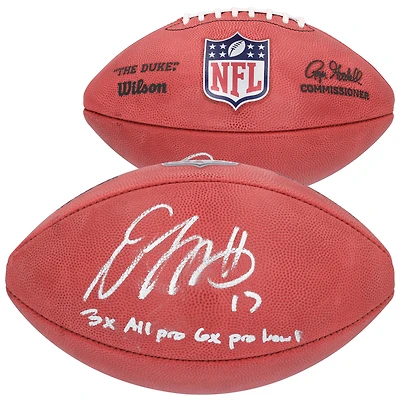 Ballon de football Wilson Duke en couleur, autographié par Davante Adams des Rams de Los Angeles, avec les inscriptions « 3x All Pro » et « 6x Pro Bowl ».