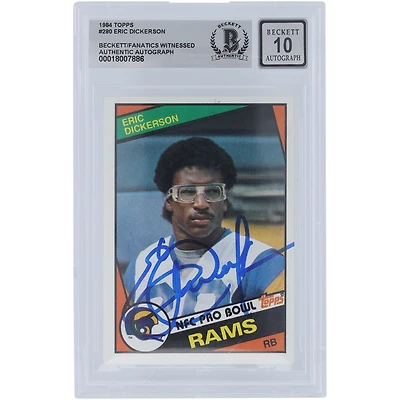 Carte de recrue autographiée par Eric Dickerson des Los Angeles Rams, numéro 280 de Beckett, numéro 10, signée par les fans de 1984
