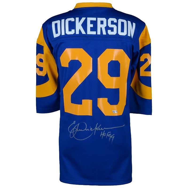 Eric Dickerson Los Angeles Rams Autographed 1985 Throwback Mitchell & Ness Blue Authentic Jersey with "HOF 99" Inscription