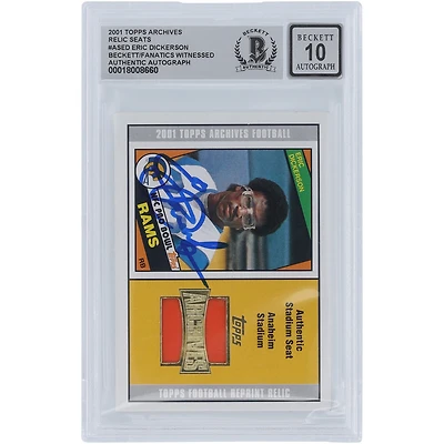 Eric Dickerson Los Angeles Rams Autographié 2001 Topps Archives Authentique Siège de Stade Relique #AS-ED Beckett Fanatics Témoin Authentifié 10 Carte