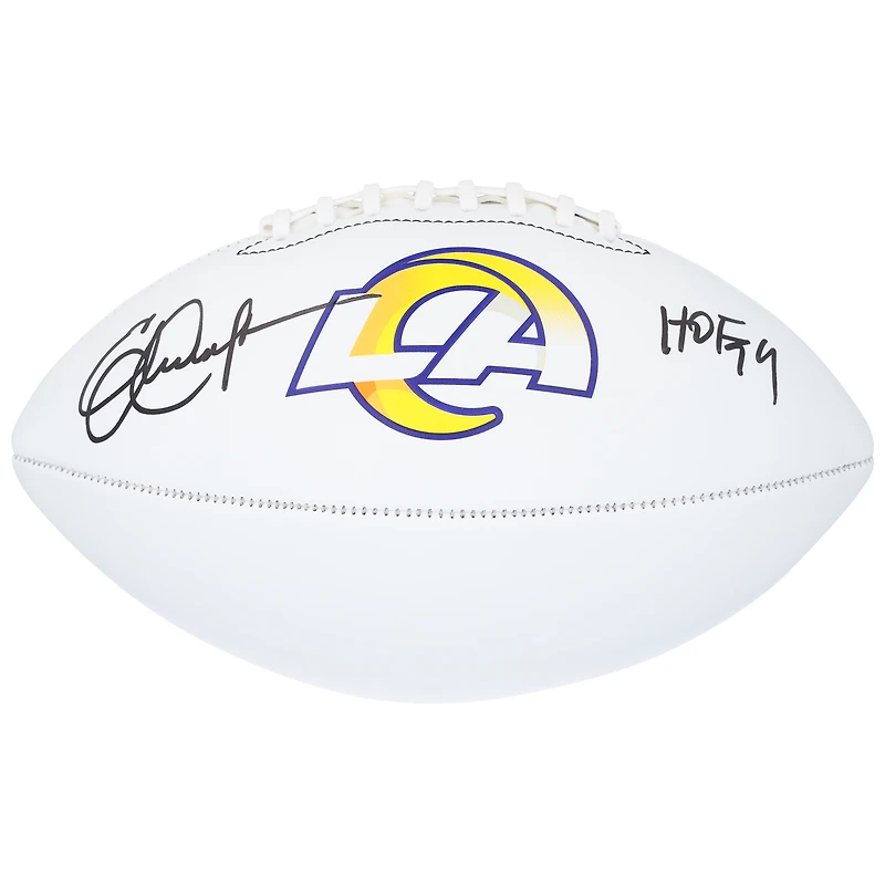 Ballon de football Franklin White Panel autographié par Eric Dickerson des Los Angeles Rams avec l'inscription « HOF '99 »