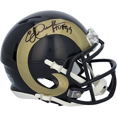 Casque Riddell rétro Speed Mini autographié par Eric Dickerson des Los Angeles Rams de 2000 à 2016 avec inscription « HOF 99 »