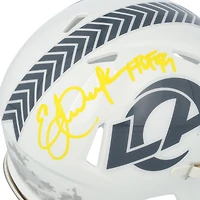 Casque Riddell 2024 Salute To Service Speed ​​Mini autographié par Eric Dickerson des Los Angeles Rams avec inscription « HOF 99 » - Signé à l'encre jaune