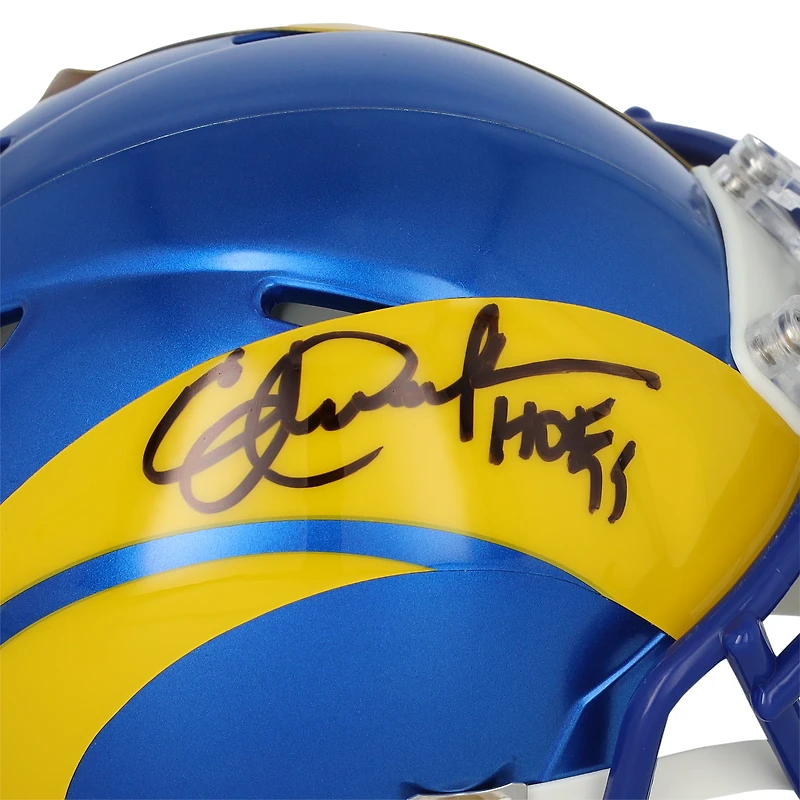 Casque Riddell Speed Mini autographié par Eric Dickerson des Los Angeles Rams avec inscription « HOF 99 »