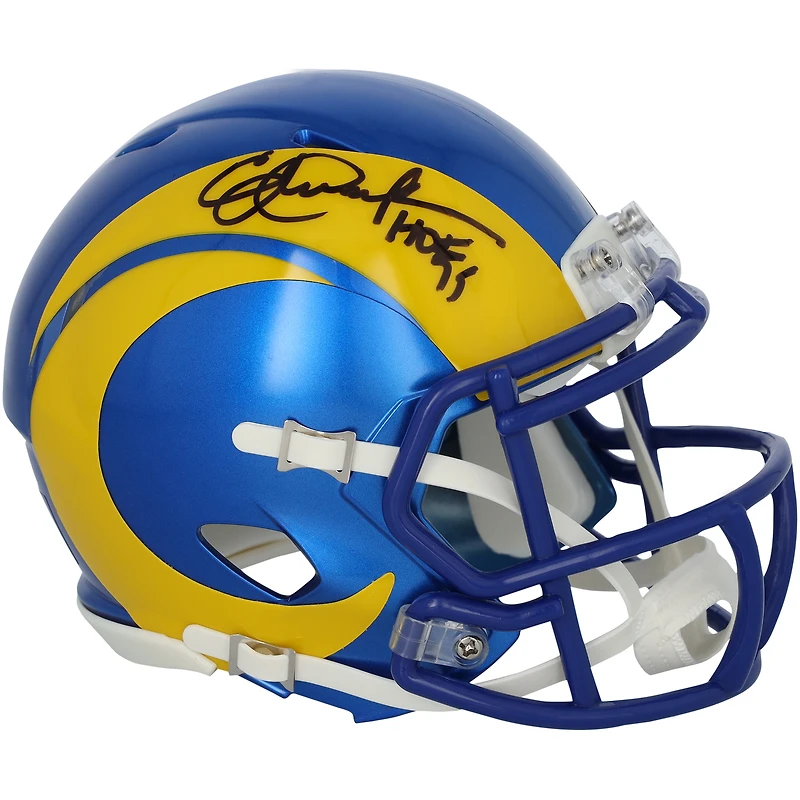 Casque Riddell Speed Mini autographié par Eric Dickerson des Los Angeles Rams avec inscription « HOF 99 »