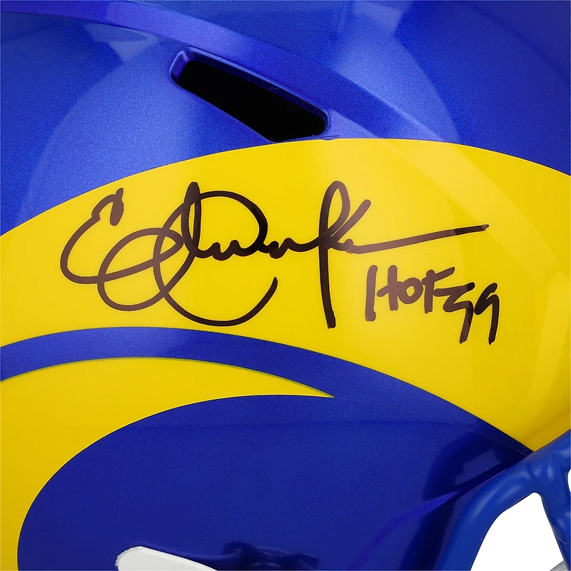Casque Riddell Speed autographié par Eric Dickerson des Los Angeles Rams avec inscription « HOF 99 »