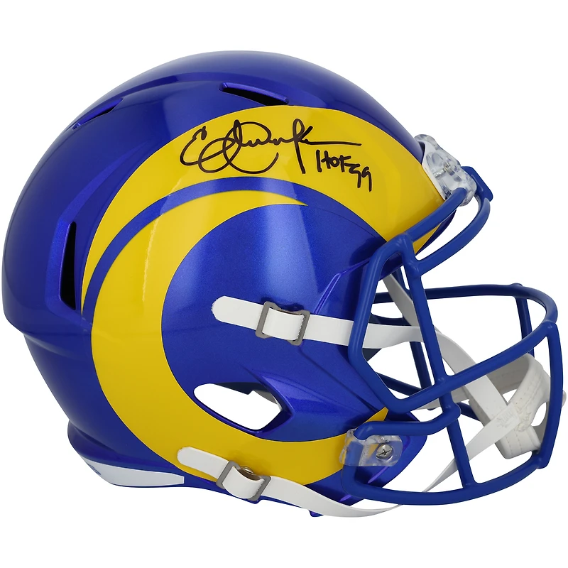 Casque Riddell Speed autographié par Eric Dickerson des Los Angeles Rams avec inscription « HOF 99 »