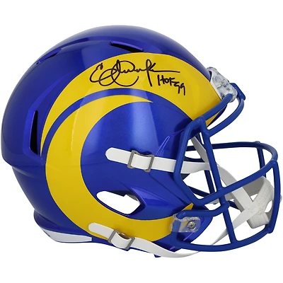Casque Riddell Speed autographié par Eric Dickerson des Los Angeles Rams avec inscription « HOF 99 »