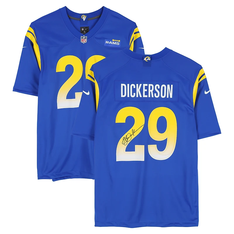 Maillot de match Nike royal autographié par Eric Dickerson des Rams de Los Angeles