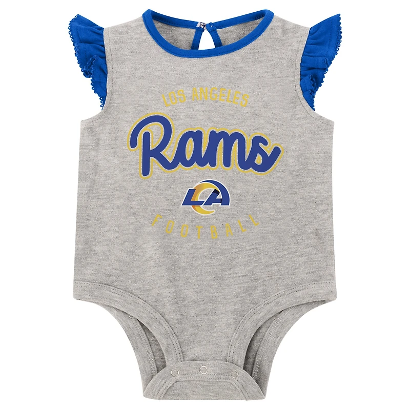 Ensemble body, jupe et chaussons trois pièces Los Angeles Rams All Dolled Up pour filles, gris chiné/royal