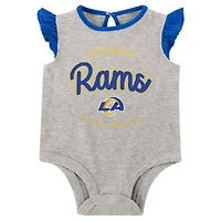 Ensemble body, jupe et chaussons trois pièces Los Angeles Rams All Dolled Up pour filles, gris chiné/royal