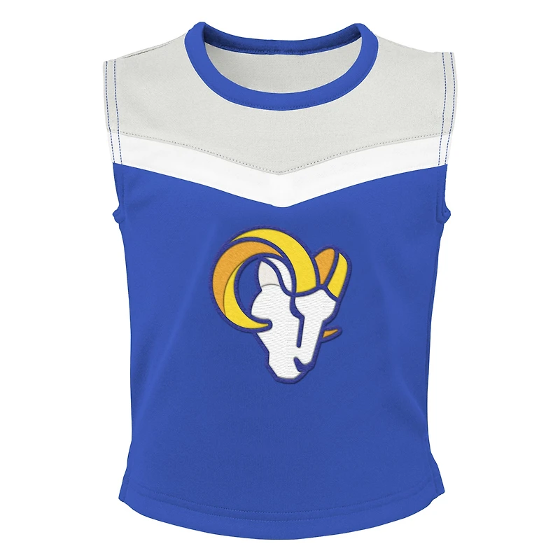 Ensemble deux pièces de pom-pom girl Spirit des Rams Los Angeles Royal pour filles d'âge préscolaire avec bloomers