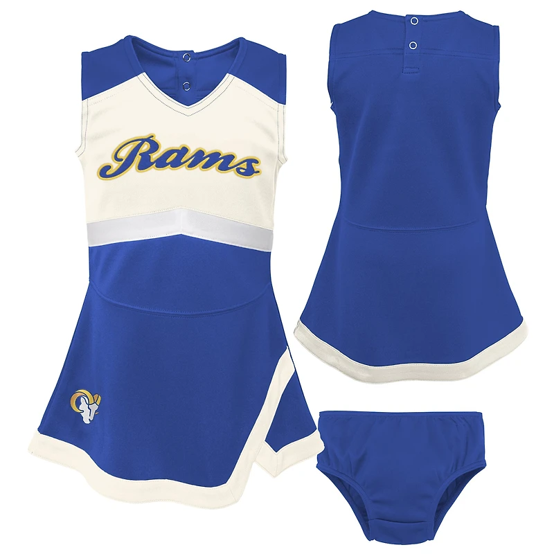 Girls Toddler Royal Los Angeles Rams Cheer Captain Dress with Bloomers