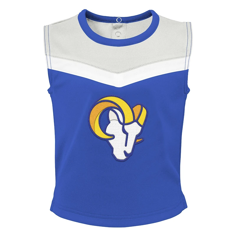 Girls Toddler Royal Los Angeles Rams Spirit Cheer Ensemble de pom-pom girl deux pièces avec bloomer