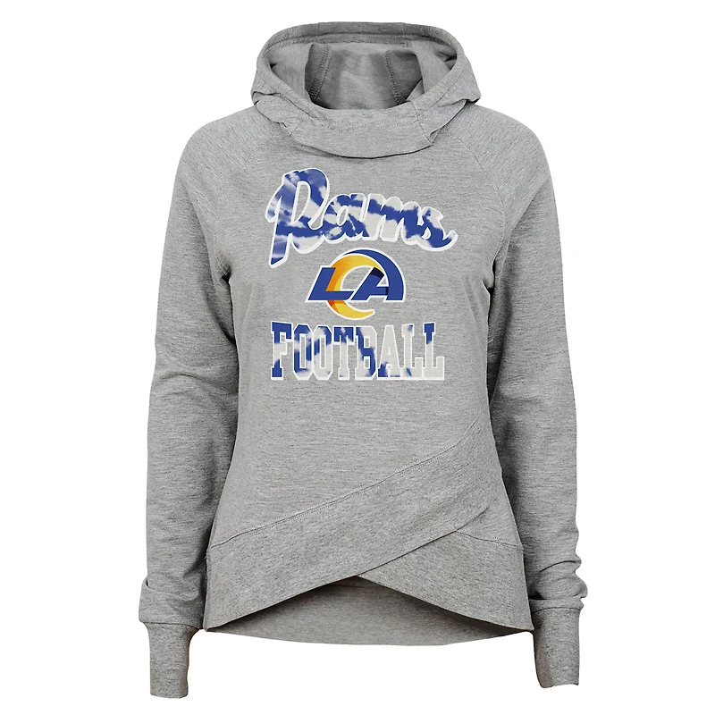 Sweat à capuche gris chiné Los Angeles Rams Dye Hard Fan Neck Pullover pour fille