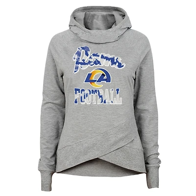 Sweat à capuche gris chiné Los Angeles Rams Dye Hard Fan Neck Pullover pour fille