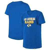 T-shirt à col en V sequins inversés Los Angeles Rams New Era pour fille - Royal
