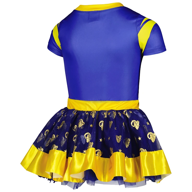 Girls Youth Royal Los Angeles Rams Tutu Tailgate Game Day V-Neck Costume