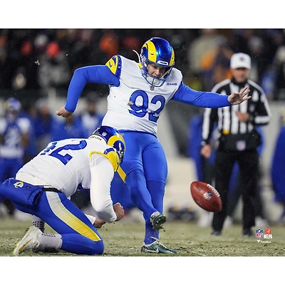 Photo du field goal victorieux de Harrison Mevis, joueur non signé des Rams Los Angeles, lors tour division NFC 2025