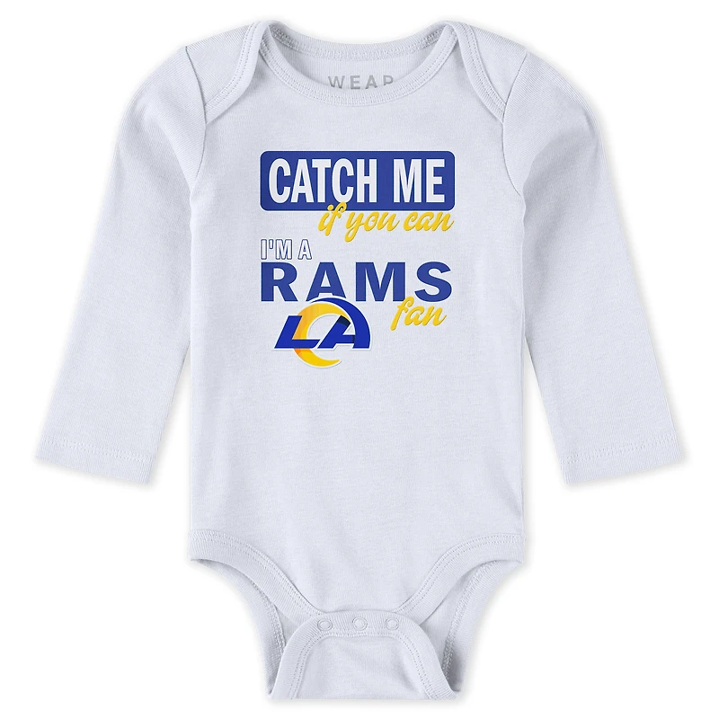 Infant & Newborn WEAR by Erin Andrews Los Angeles Rams Three-Piece Turn Me Around Bodysuits Pant Set