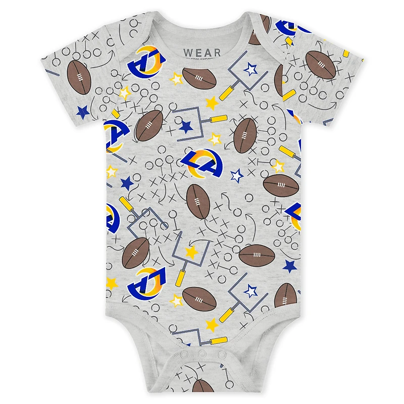 Infant & Newborn WEAR by Erin Andrews Los Angeles Rams Three-Piece Turn Me Around Bodysuits Pant Set