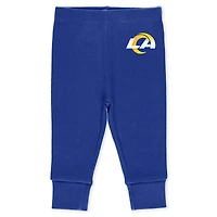 Infant & Newborn WEAR by Erin Andrews Los Angeles Rams Three-Piece Turn Me Around Bodysuits Pant Set