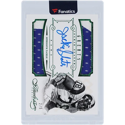 Jackie Slater Los Angeles Rams Autographed 2014 Panini Flawless Emerald Dual Two-Color Relic #26 #2/5 Card