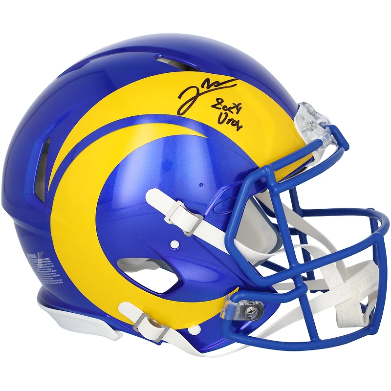 Casque Riddell Speed authentique autographié par Jared Verse des Los Angeles Rams avec inscription « 2024 DROY »
